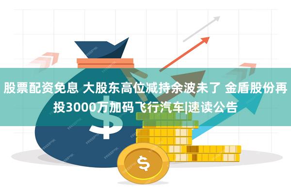 股票配资免息 大股东高位减持余波未了 金盾股份再投3000万加码飞行汽车|速读公告